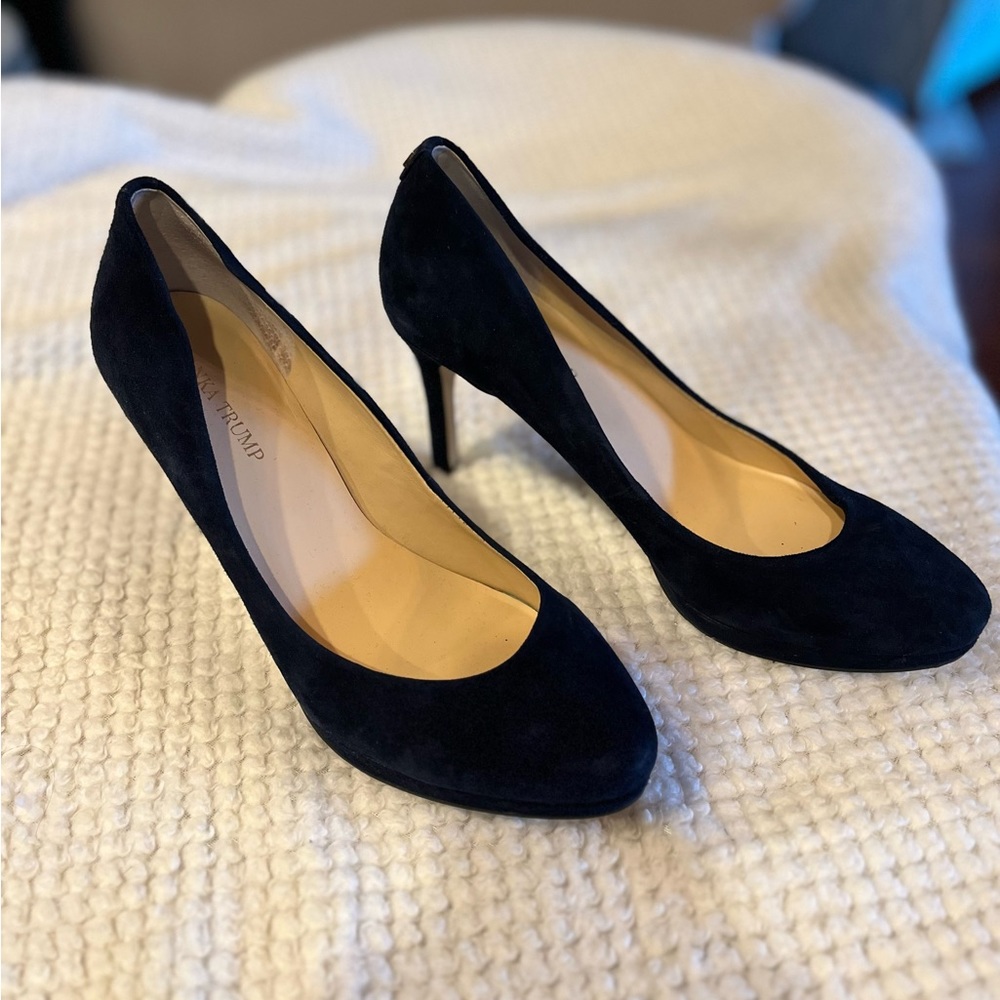 Navy Blue Suede Ivanka Trump Pumps